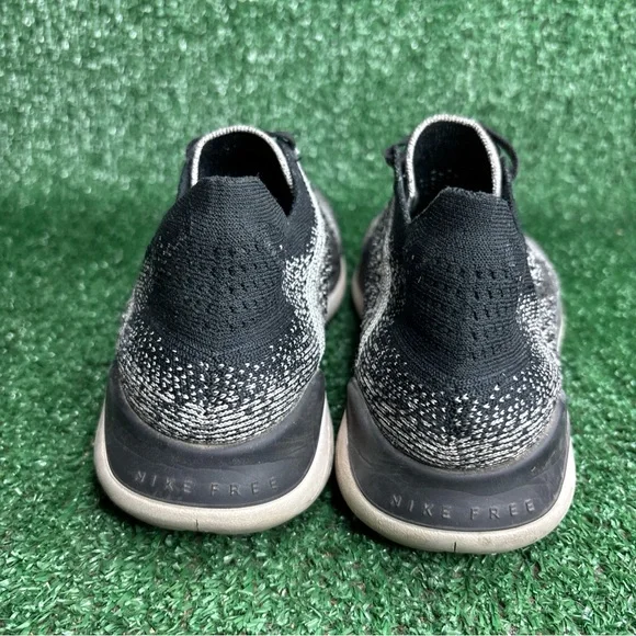 Nike Free RN Flyknit 2018 Women's Size 8.5 Running Shoes Black White Oreo